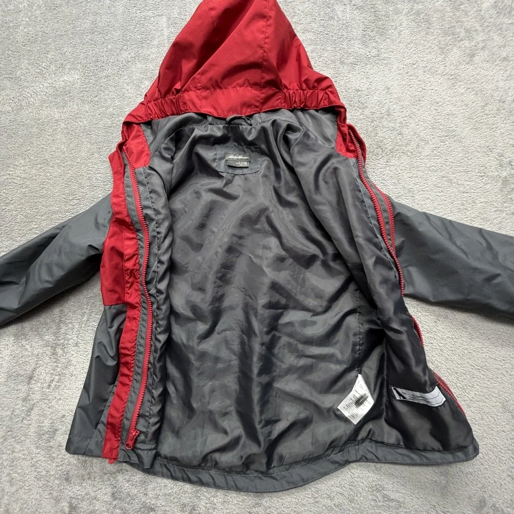 Eddie‎ Bauer Jacket Youth Small 7-8 Red Hooded Windbreaker Full Zip Lightweight